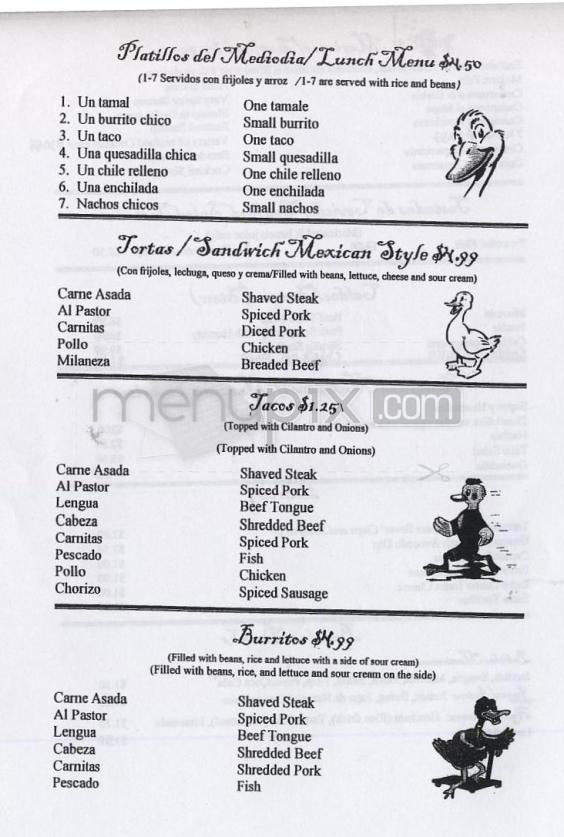 El Pato Feliz - Portland, OR menu_pic