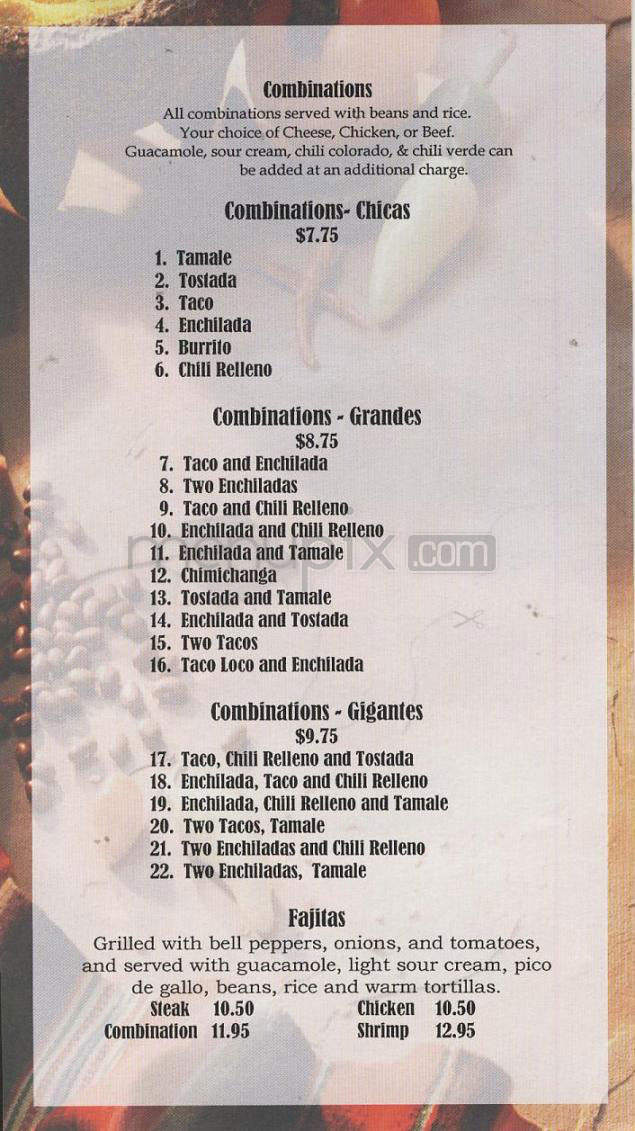 El Presidente Mexican Cantina - Vancouver, WA menu_pic
