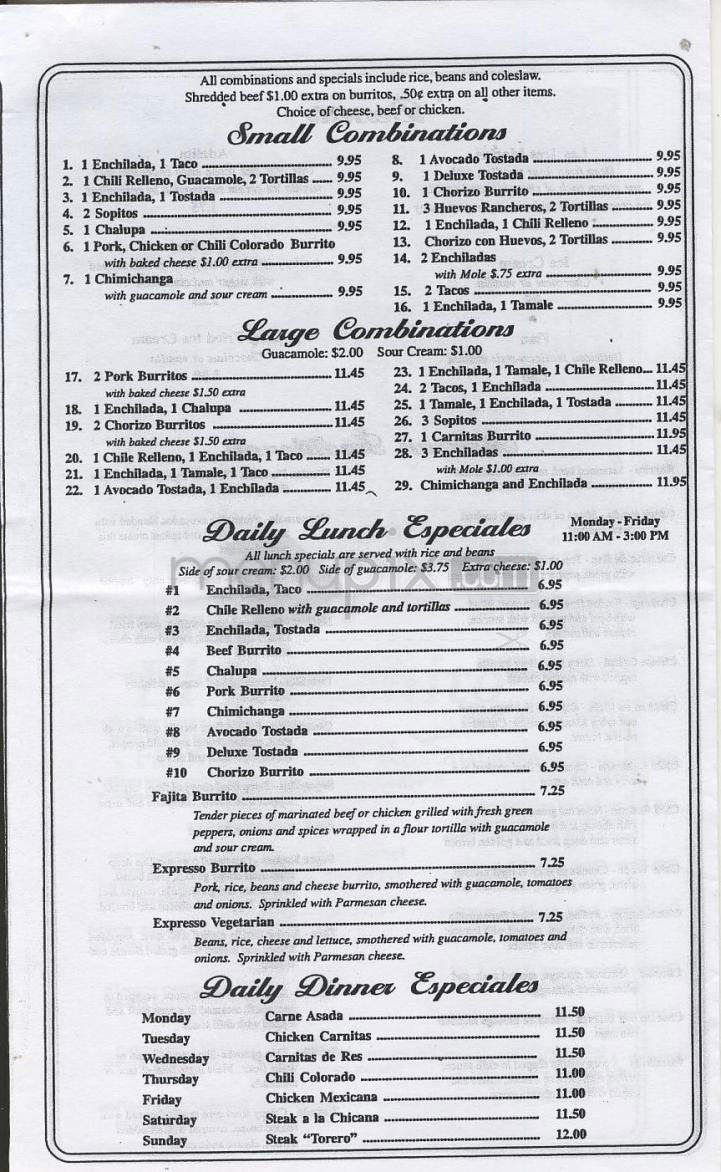 El Ranchito Mexican Restaurant - Portland, OR menu_pic