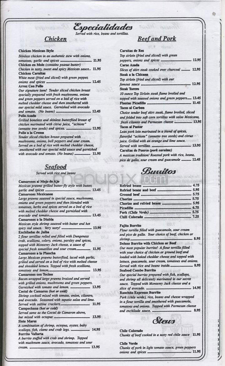 El Ranchito Mexican Restaurant - Portland, OR menu_pic