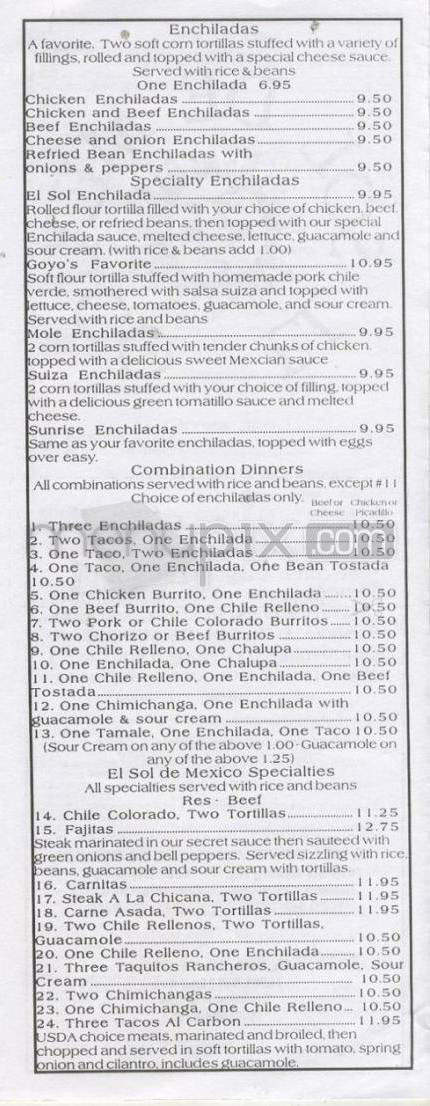 El Sol De Mexico - Tualatin, OR menu_pic