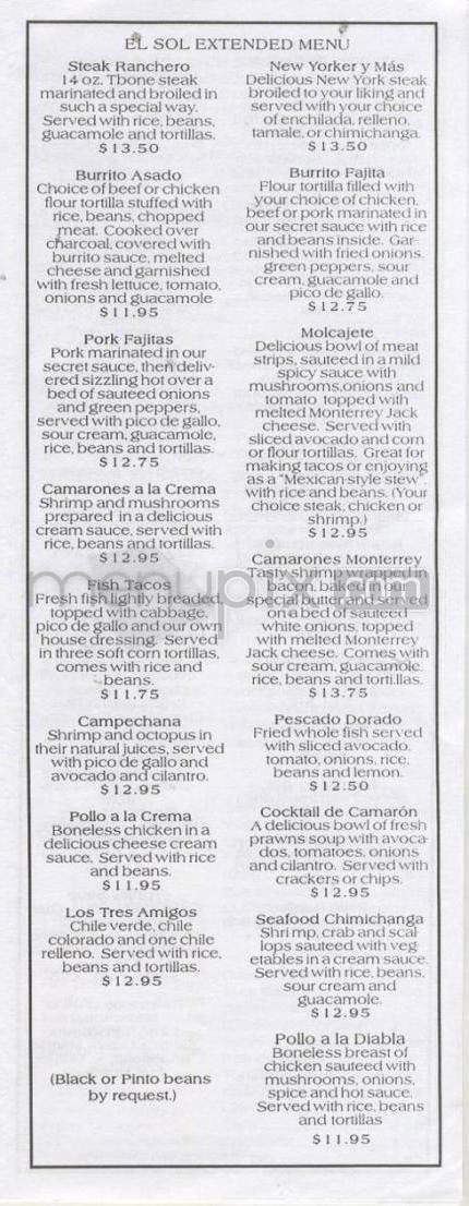 El Sol De Mexico - Tualatin, OR menu_pic