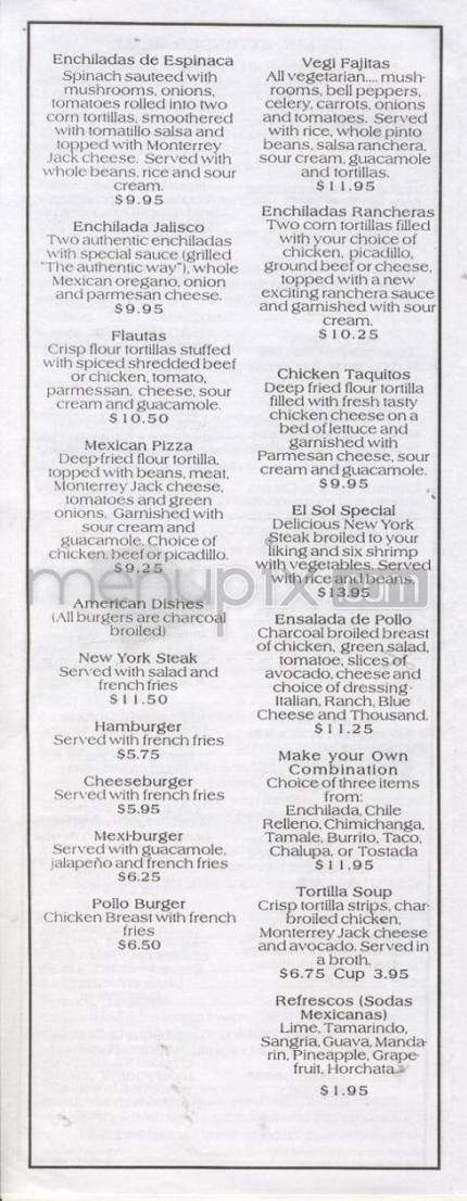 El Sol De Mexico - Tualatin, OR menu_pic