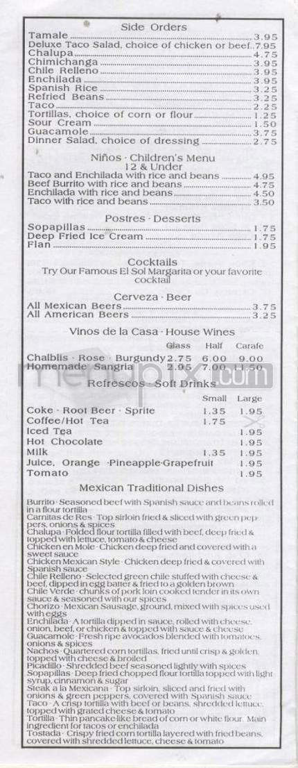 El Sol De Mexico - Tualatin, OR menu_pic