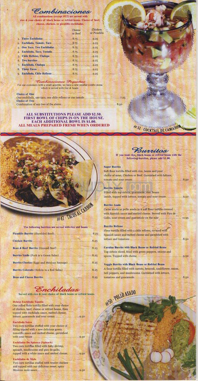 El Sombrero Mexican Restaurant - Portland, OR menu_pic