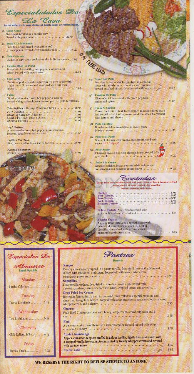 El Sombrero Mexican Restaurant - Portland, OR menu_pic