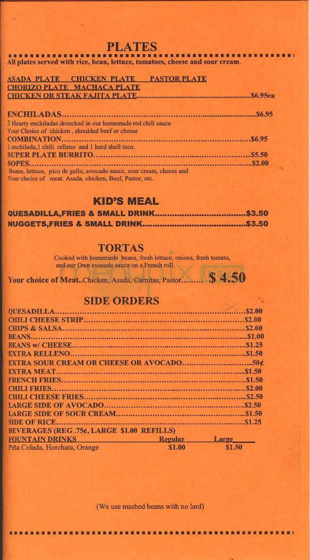 El Taco Michoacan Mexican Food - Portland, OR menu_pic