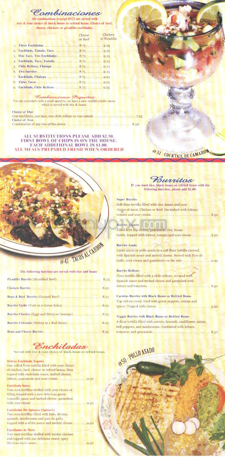 El Tapatio Restaurant - Portland, OR menu_pic