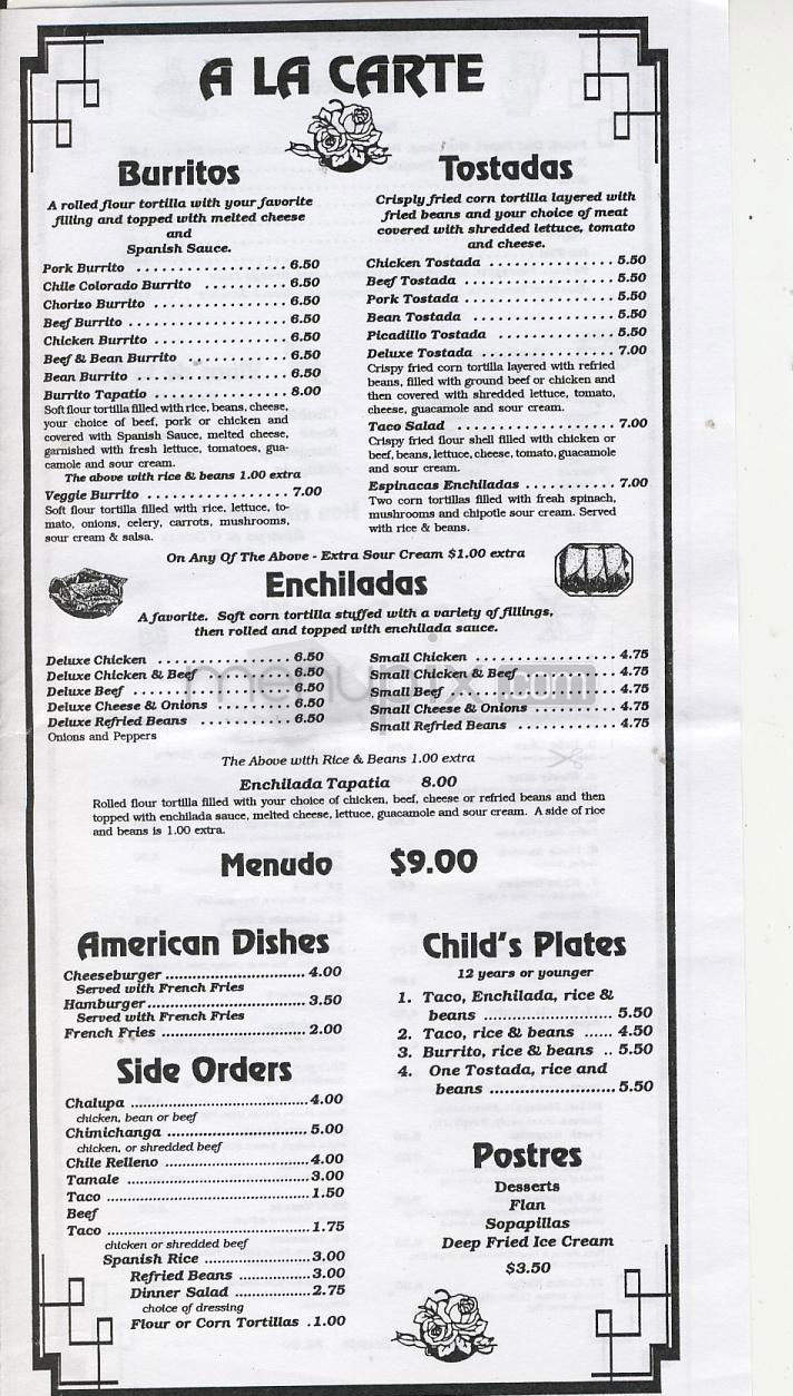 El Tapatio - Vancouver, WA menu_pic