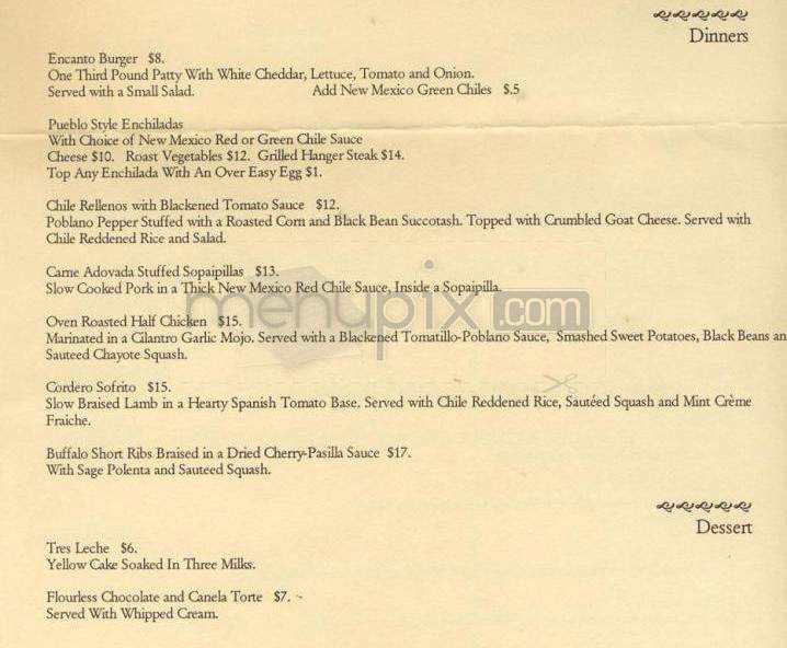 Encanto Restaurant - Portland, OR menu_pic