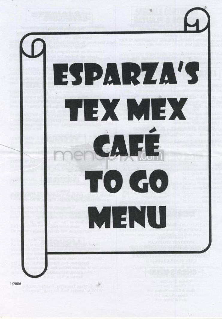 Esparza's Tex Mex Cafe - Portland, OR menu_pic
