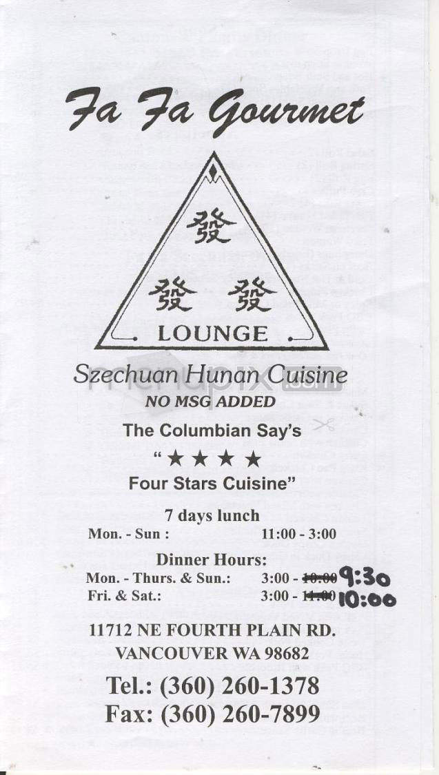 Fa Fa Gourmet Chinese - Vancouver, WA menu_pic