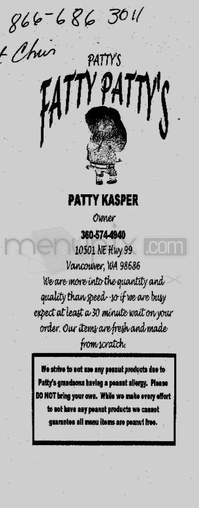 Fatty Patty's Restaurant - Vancouver, WA menu_pic
