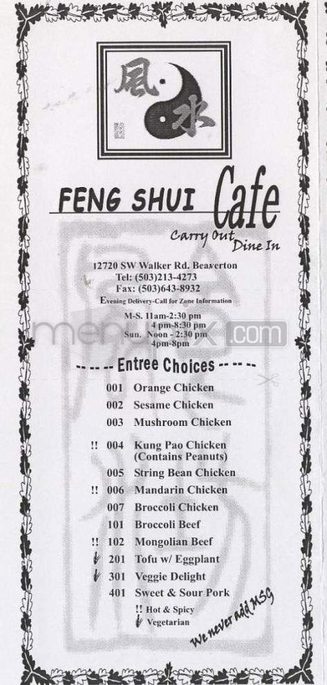 Feng Shui Cafe - Beaverton, OR menu_pic