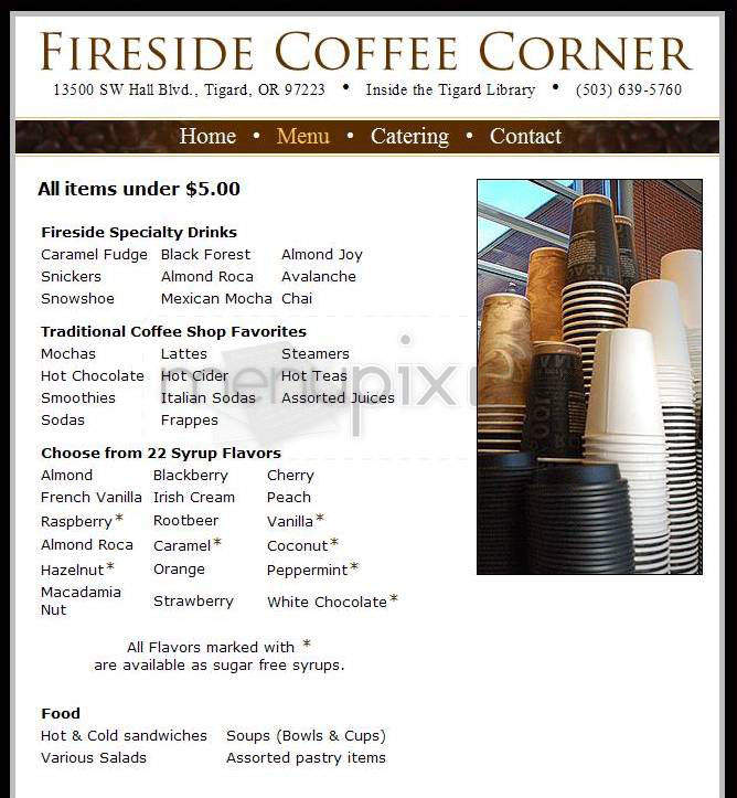 Fireside Coffee Corner - Portland, OR menu_pic
