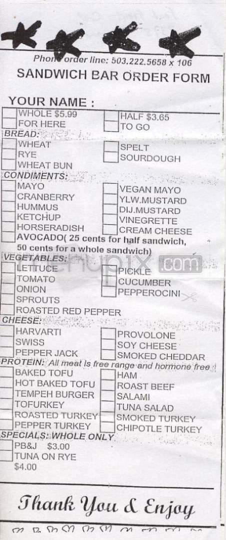 Food Front Cooperative Grocery - Portland, OR menu_pic