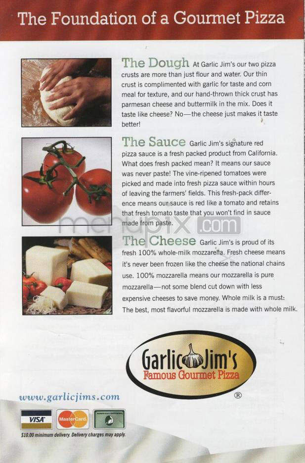 Garlic Jim's Famous Gourmet Pizza - Portland, OR menu_pic