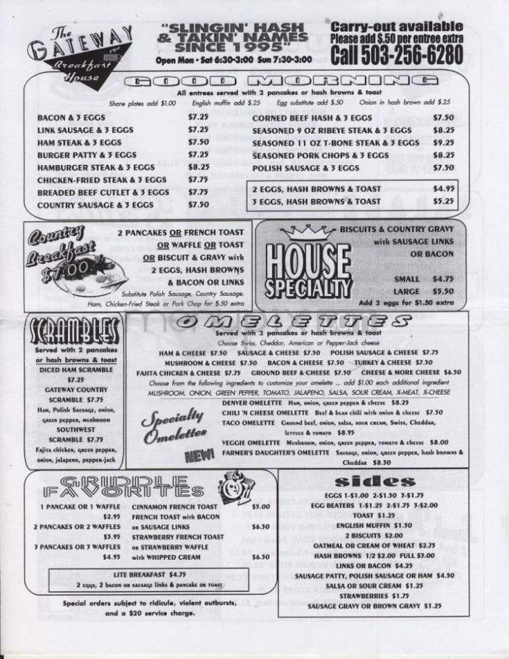 Gateway Breakfast House - Portland, OR menu_pic