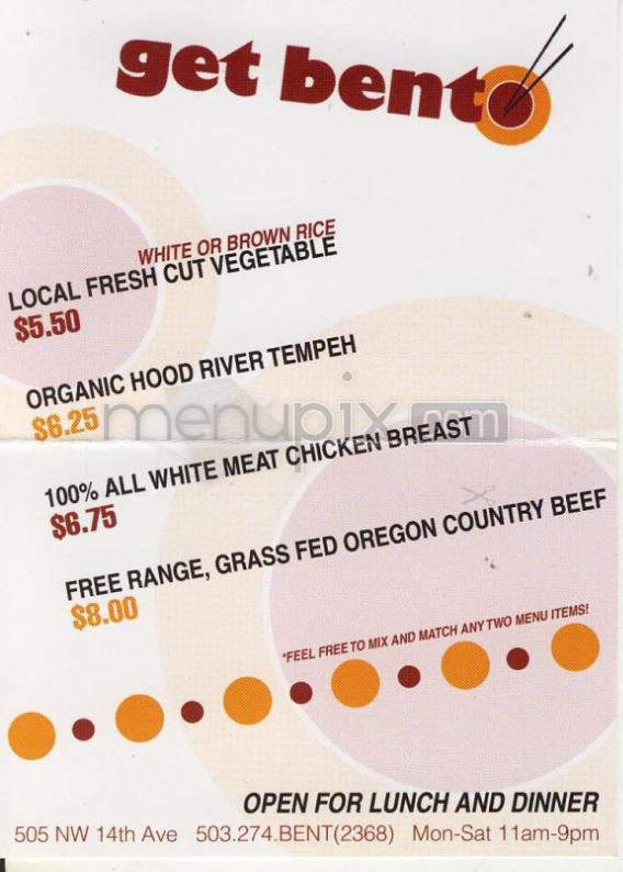 Get Bento - Portland, OR menu_pic