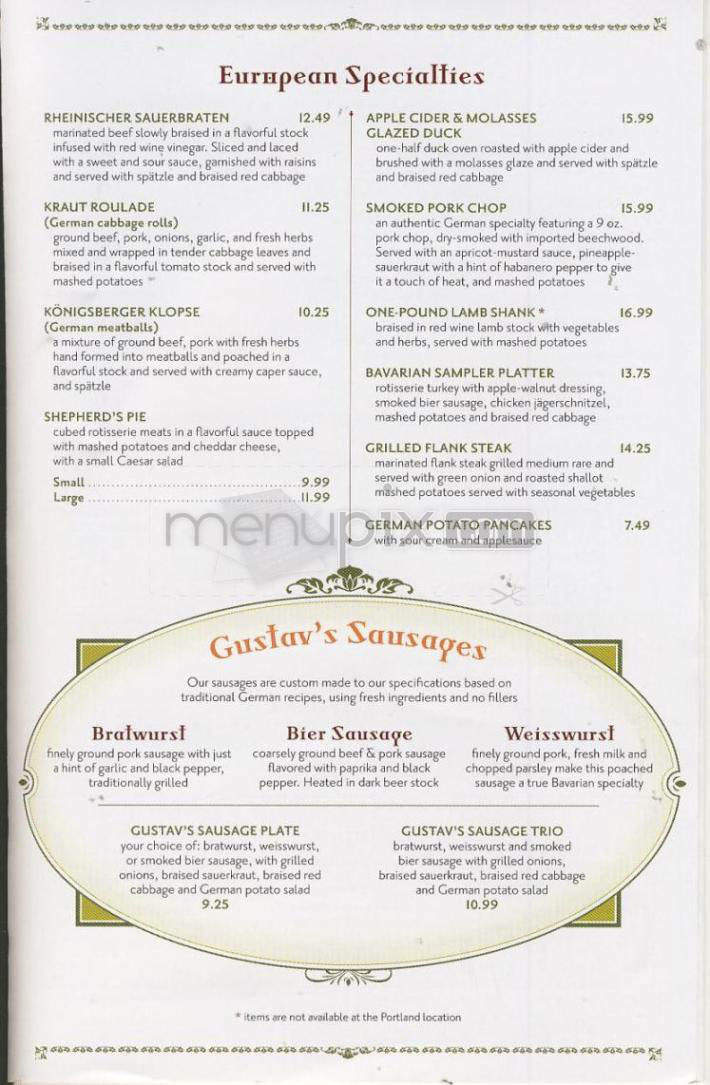 Gustav's Pub & Grill - Vancouver, WA menu_pic