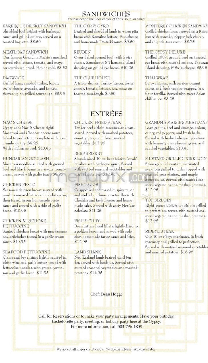 Gypsy Restaurant & Velvet Lounge - Portland, OR menu_pic