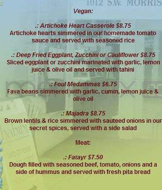 Habibi Restaurant - Portland, OR menu_pic