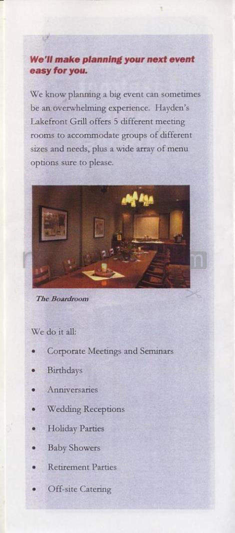 Hayden's Lakefront Grill - Tualatin, OR menu_pic