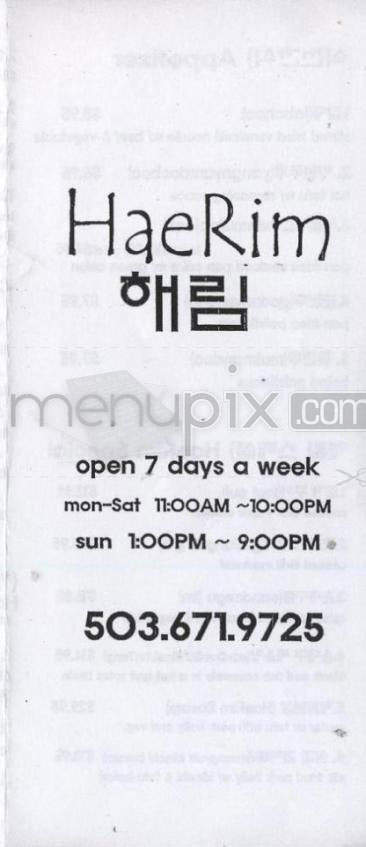 Hae Rim - Portland, OR menu_pic