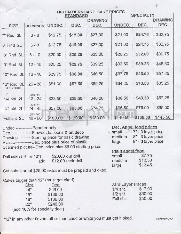 Helen Bernhard Cakes - Portland, OR menu_pic