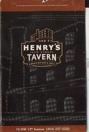 Henry's 12th Street Tavern - Portland, OR menu_pic