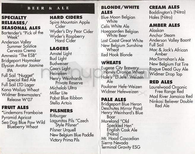 Henry's 12th Street Tavern - Portland, OR menu_pic