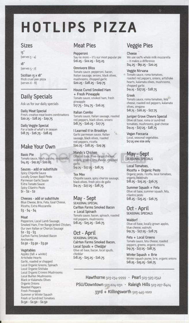 Hot Lips Pizza - Portland, OR menu_pic