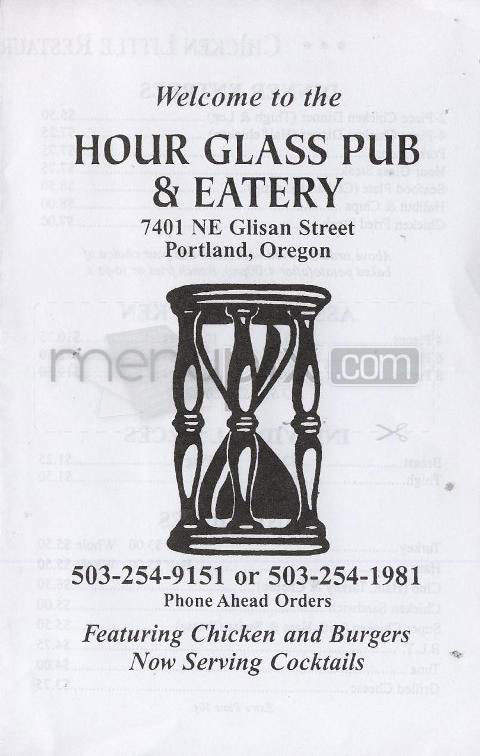 Hour Glass Pub & Eatery - Portland, OR menu_pic