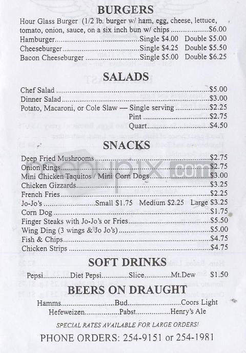 Hour Glass Pub & Eatery - Portland, OR menu_pic