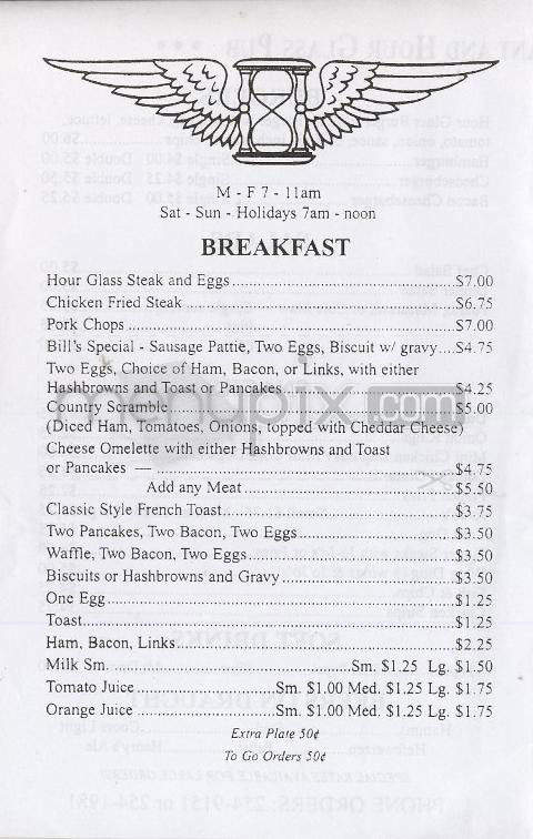 Hour Glass Pub & Eatery - Portland, OR menu_pic