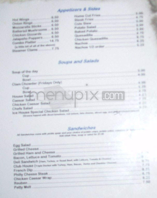 Icehouse Bar & Grill - Vancouver, WA menu_pic