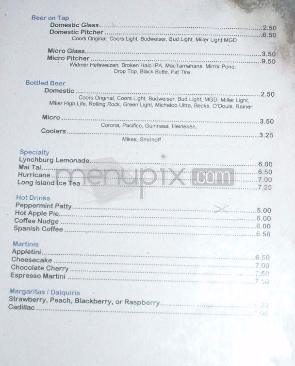 Icehouse Bar & Grill - Vancouver, WA menu_pic
