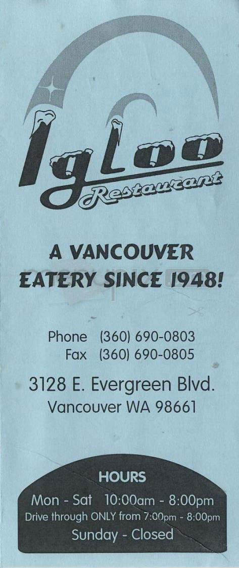 /901163/Igloo-Restaurant-Vancouver-WA - Vancouver, WA