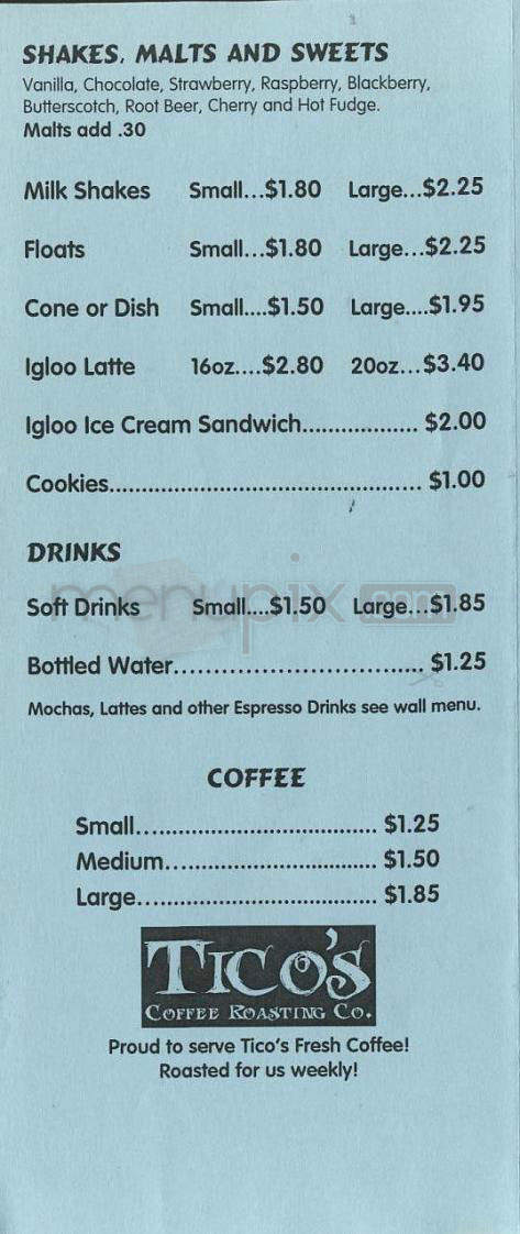 Igloo Restaurant - Vancouver, WA menu_pic