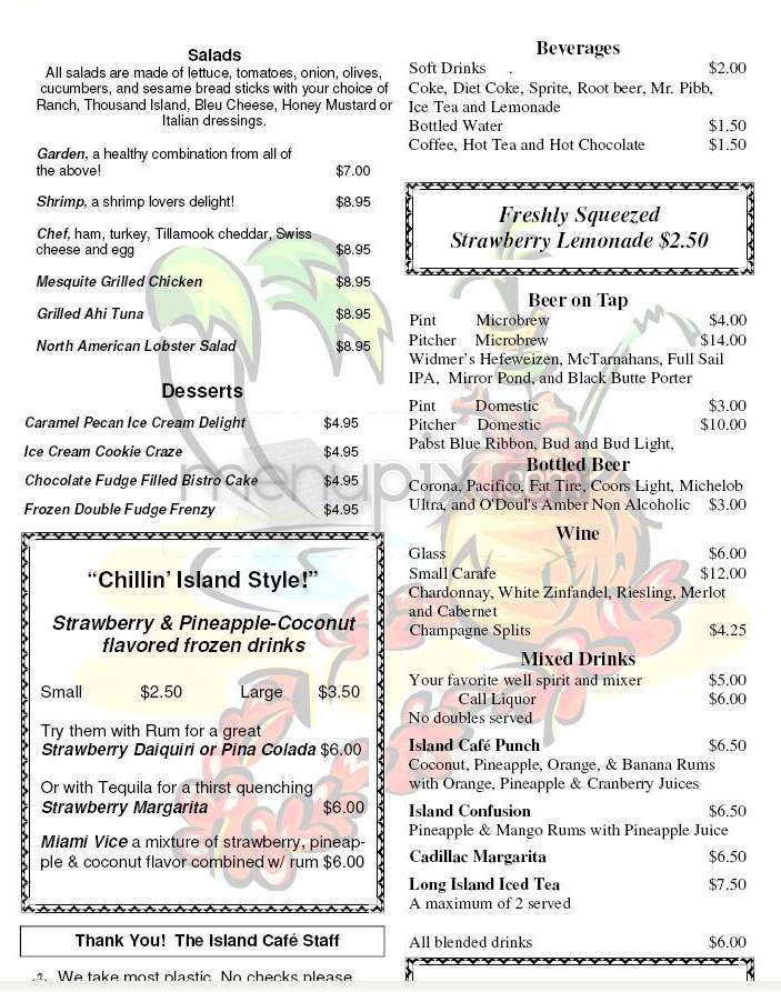 Island Cafe - Portland, OR menu_pic