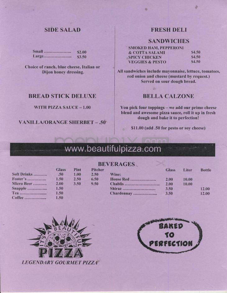 It's A Beautiful Pizza - Portland, OR menu_pic