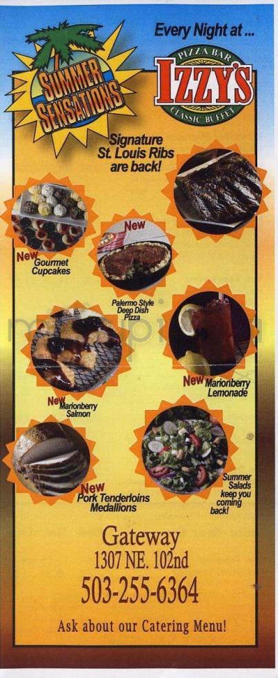 Izzy's Pizza Bar & Buffet - Portland, OR menu_pic