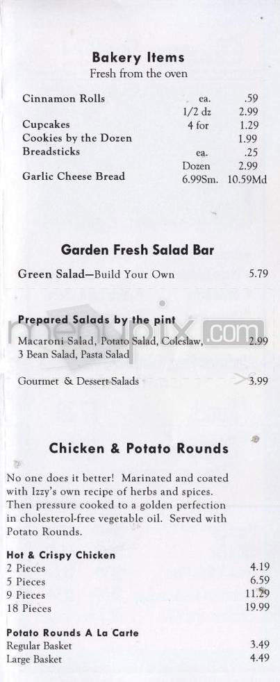 Izzy's Pizza Bar & Buffet - Portland, OR menu_pic