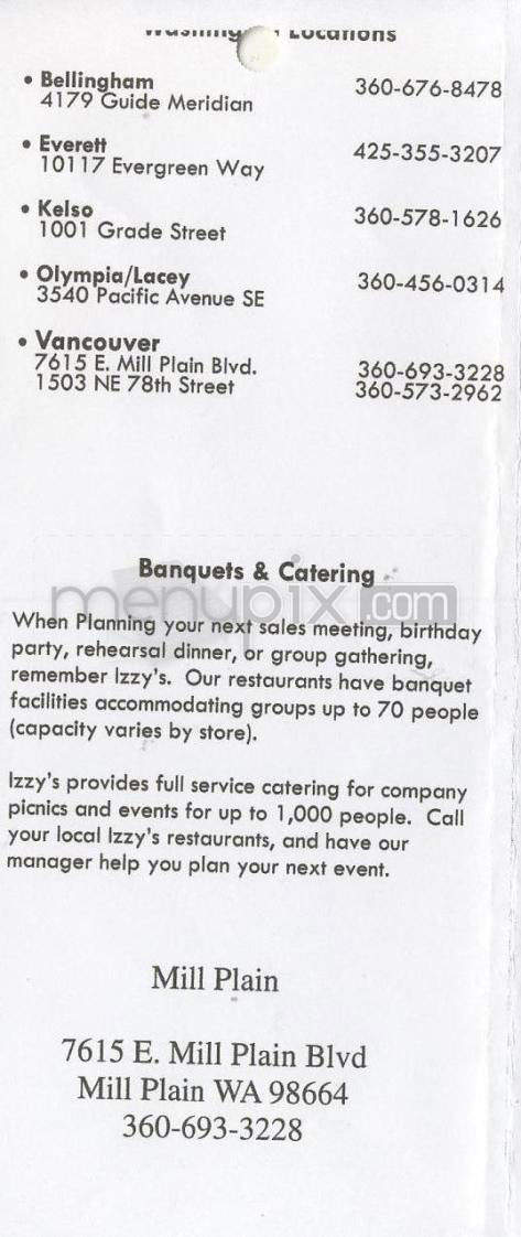 Izzy's Pizza Restaurant - Vancouver, WA menu_pic