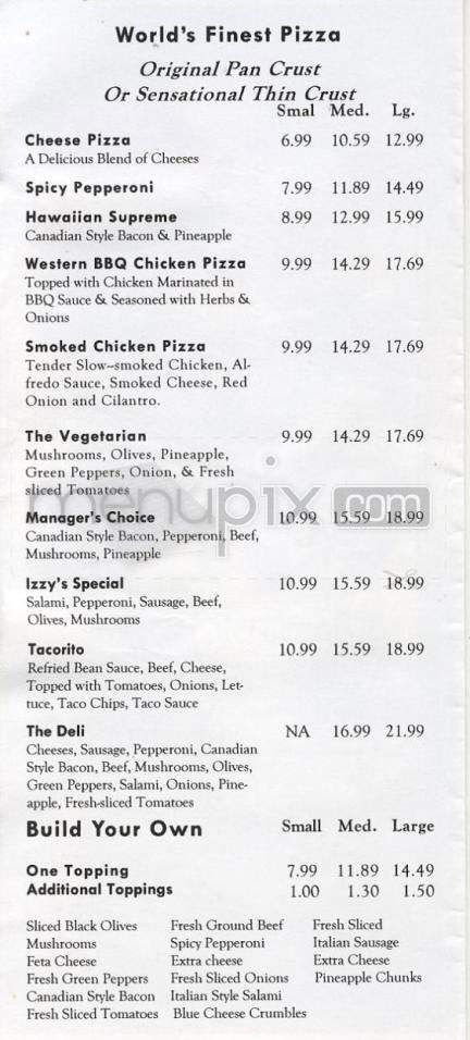 Izzy's Pizza - Gresham, OR menu_pic