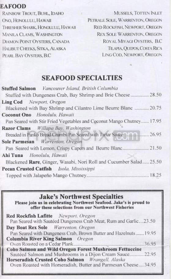 Jake's Famous Crawfish - Portland, OR menu_pic