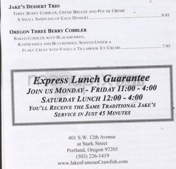 Jake's Famous Crawfish - Portland, OR menu_pic