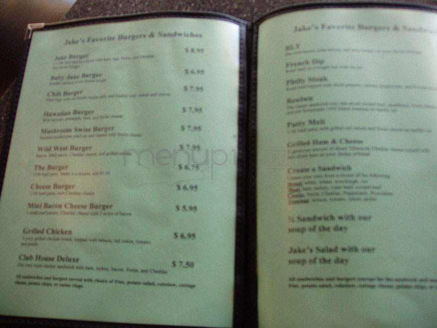 Jake's Bar & Grill - Vancouver, WA menu_pic