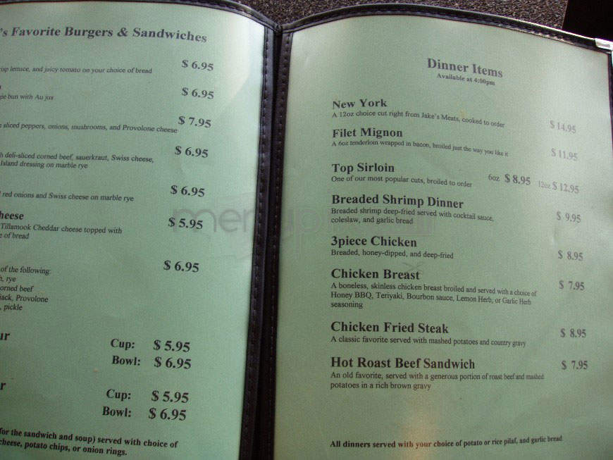 Jake's Bar & Grill - Vancouver, WA menu_pic