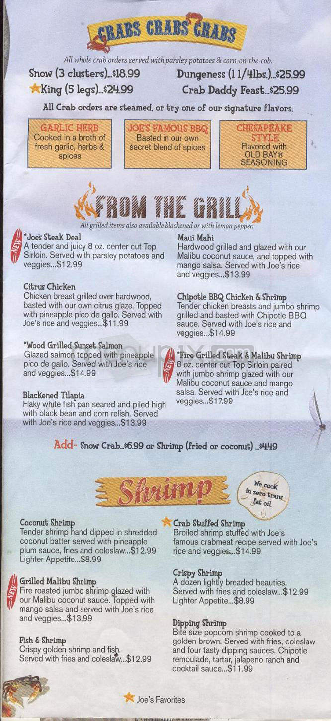 Joe's Crab Shack - Maple Grove, MN menu_pic